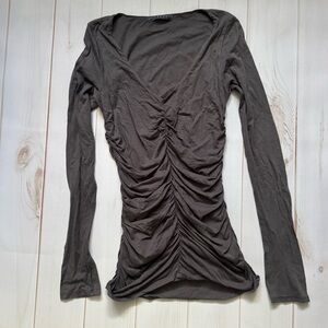 Velvet Gray Ruched Top
